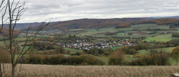 Blick vom Windmühlenstumpf auf Sonneborn - noch versperren keine Windräder den Blick. - © Sylvia Frevert