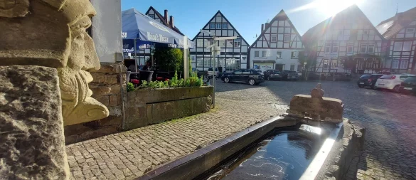 Auch der Volkwinbrunnen spielt bei der Umgestaltung des Marktplatzes eine Rolle. - © Michaela Weiße