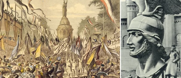 Das Hermannsdenkmal feiert Geburtstag - am 16. August vor 150 Jahren wurde es feierlich eingeweiht. Auf den Bau, die Einweihung und das, was dahintersteckt, blickt Folge 2 des LZ-Podcasts "Mythos Arminius". - © Landesmuseum Detmold/Lippische Landesbibliothek