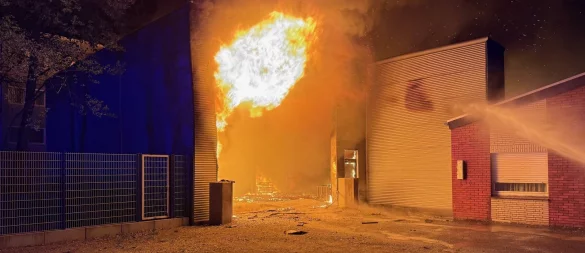 Als die ersten Einsatzkräfte in der Nacht bei Ballerina Küchen in Rödinghausen eintrafen, stand eine Halle von rund 40 x 60 Metern bereits in Vollbrand. - © Feuerwehr Rödinghausen