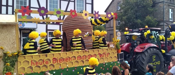 Das Bild zeigt einen Festwagen beim Umzug im Rahmen des Heimatfestes Hohenhausen 2019. - © Archivfoto: Jens Rademacher