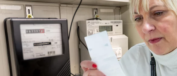 Eine Stromkundin studiert ihre Energiekostenrechung: Hohe Strom- und Gaspreise belasten viele Haushalte auch in Bielefeld. Der Verbrauch sollte gut kontrolliert werden. - © picture alliance / CHROMORANGE