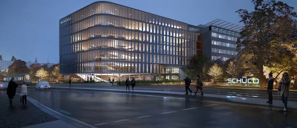 Der Bielefelder Fenster- und Türenspezialist Schüco hat seine Mitarbeiter und Mitarbeiterinnen gestern in einer Betriebsversammlung über geplante Sparmaßnahmen informiert. - © Schüco