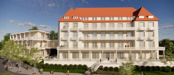 So soll der komplett sanierte Fürstenhof aussehen. Die Fassade wird ihre historische Anmutung behalten. - © Eggersmann-Gruppe
