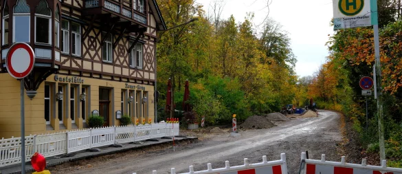 Die Paderborner Straße ist voll gesperrt - voraussichtlich für zehn Monate. Der Verkehr wird über Hiddesen geleitet. Das sorgt für Staus. - © Sven Koch