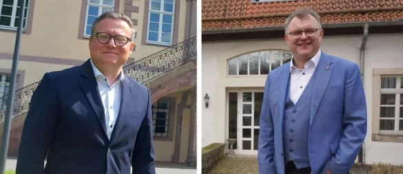 Marco Müllers (parteilos, links) und Swen Horstmann (SPD) sind in der Stichwahl gegeneinander angetreten. - © Michaela Weiße