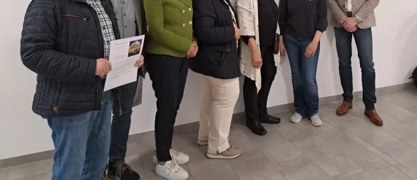 Manfred Brennecke (aktiv Gruppe Hörste), Frank Rayczik (Stadt Lage), Gudrun Kopp, Heinke Brennecke, Sigrid Pöppelmann-Terwey (alle aktiv Gruppe Hörste), Johanna Neugebauer (Malteser) und Diemo Dölle (Stadt Lage, von links). - © Malteser Hilfsdienst