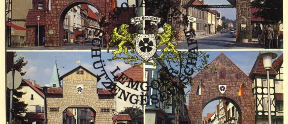 Eine Postkarte von 1975 zeigt die vier "Stadttore" der Schützen. - © Fotorechte: Schützengesellschaft Lemgo
