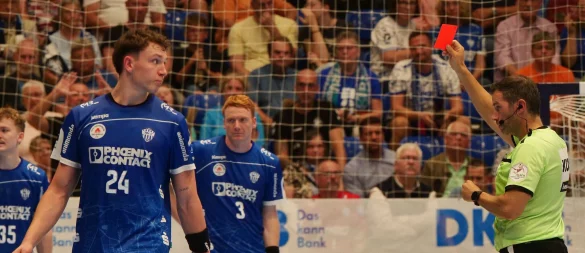Kann mal passieren: Joel Willecke sah gegen Gummersbach seine erste rote Karte in der Bundesliga. - © Jörg Hagemann