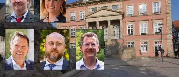 Wer sitzt nach der Kommunalwahl 2025 auf dem Chefposten im Detmolder Rathaus? - © Jost Wolf/ Montage: Anja Friebe