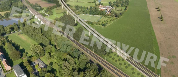 So sieht ein erster Entwurf der Deutschen Bahn für ein zusätzliches Viadukt durch die Johannisbachaue aus. - © Deutsche Bahn