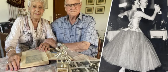 Das 65 Jahre alte Foto entdeckten Ursula und Kurt Bergmeier aus Heiligenkirchen in der LZ. Über ihre Zeit als Turniertänzer wissen sie viel zu berichten. - © Silke Buhrmester/LZ-Archiv