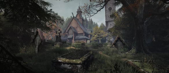 Ein mysteriöser Friedhof im fiktiven Red Creek Valley, der Schauplatz von „The Vanishing of Ethan Carter“. - © The Astronauts