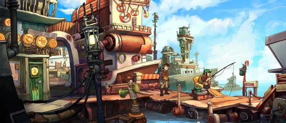 Bunte Vielfalt auf dem Schrottplaneten Deponia: Ein Blick auf die kuriose Welt, die Rufus hinter sich lassen will. - © Daedalic Entertainment