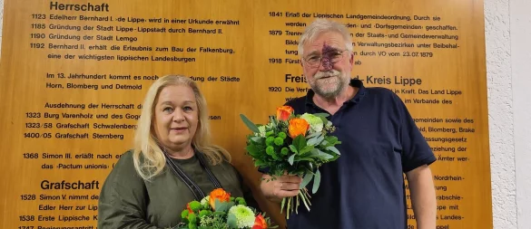 Sie werden gemeinsam die Kreistagsfraktion der Grünen in Lippe führen: Birgitt Höhn und Jürgen Hachmeister engagieren sich, nachdem Dr. Inga Loke sich aus der Parteiführung zurückgezogen hat. - © Bündnis 90/Die Grünen