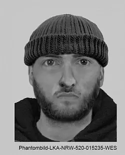 Größe: 180cm, Alter: ca. 30 Jahre. Merkmale: Leichter Glatenansatz. Haarfarbe: dunkel. Augenfarbe: dunkel. - © Polizei Lippe