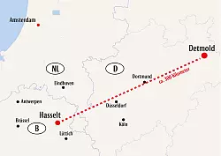 Detmold und Hasselt trennen rund 300 Kilometer Luftlinie. - &copy; LZ