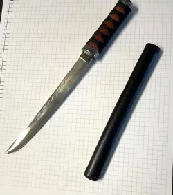 Dieses Messer hatte der Mann den Beamten zufolge bei sich. - © -/Bundespolizei Sankt Augustin/dpa