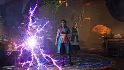 Eben noch in einer mittelalterlichen Fantasiewelt gefangen, tut sich plötzlich einer dieser blitzartigen Glitches auf, und wir ahnen nicht, wohin uns dieser Weltenübergang führen wird. - © EA Originals / Hazelight Studios