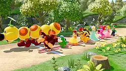 In Mega-Wigglers Leckerwald beginnt eine unserer Partys. Es ist eins der sieben Spielbretter von "Super Mario Party Jamboree". - &copy; Nintendo