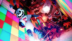 Husch, husch, die Treppe runter: Wir (vorne in dem ulkigen Kostüm) flüchten vor dem nicht zögernden Monster hinter uns. - © Perp Games