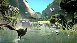 Ob auf vier Beinen oder auf zwei Flügeln, irgendwie geht's immer voran in "Lost Ember". Und der Perspektivwechsel lohnt sich, wie im echten Leben auch. - © Mooneye Studios