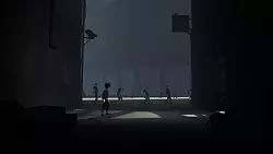 Mit Argwohn blicken wir hinüber zu den Reihen der willenlos gehenden Menschen. Was ist hier passiert? - © Playdead