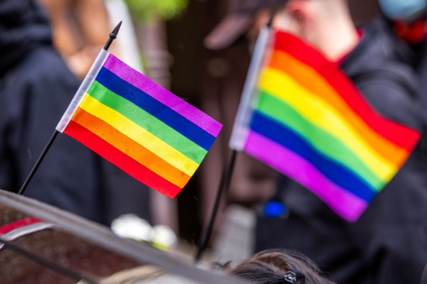 Eine Regenbogenfahne soll Auslöser für eine Körperverletzung gewesen sein (Archivbild) - © Jens Büttner/dpa