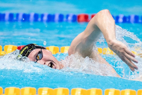 Siegte in Berlin über 1500 Meter: Florian Wellbrock. - © Christophe Gateau/dpa