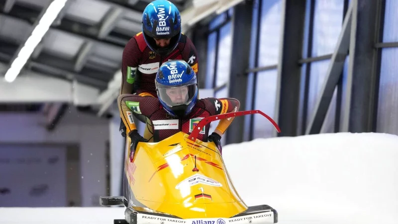 Laura Nolte und Leonie Kluwig landen beim Zweierbob-Weltcup auf Rang drei. - &copy; Ints Kalnins/ZUMA Press Wire/dpa
