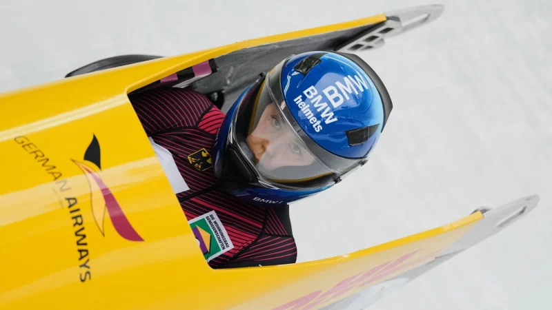 Laura Nolte aus Deutschland f&auml;hrt im Monobob erneut aufs Podest. (Archivbild) - &copy; Matthias Schrader/AP/dpa