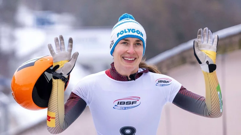 Jacqueline Pfeifer gewinnt wieder einen Skeleton-Weltcup. Auf der neuen Olympia-Bahn in Cortina &uuml;berrascht sie alle. (Archivbild) - &copy; David Inderlied/dpa