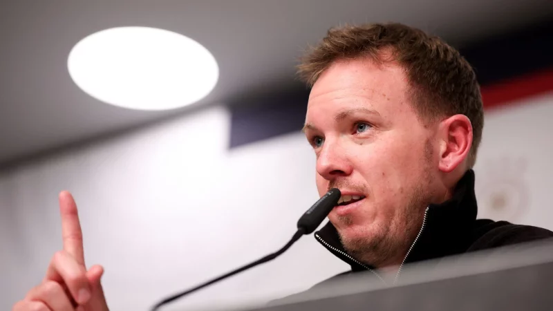 Julian Nagelsmann spricht nach dem 6:0 gegen die Slowakei. - &copy; Christian Charisius/dpa