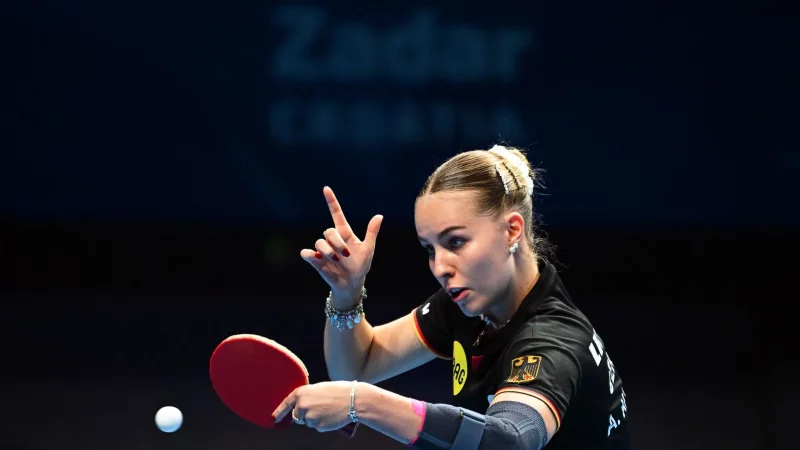 Der neue deutsche Tischtennis-Star Annett Kaufmann schied in Frankfurt gegen ihre Nationalmannschafts-Kollegin Ying Han aus. - &copy; Manfred Schillings/dpa