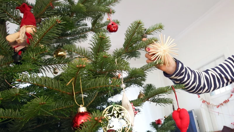 Ein geschm&uuml;ckter Baum muss nicht neu gekauftes Deko-Material bedeuten, oft reicht bereits Vorhandenes oder Selbstgemachtes. - &copy; Bodo Marks/dpa-tmn