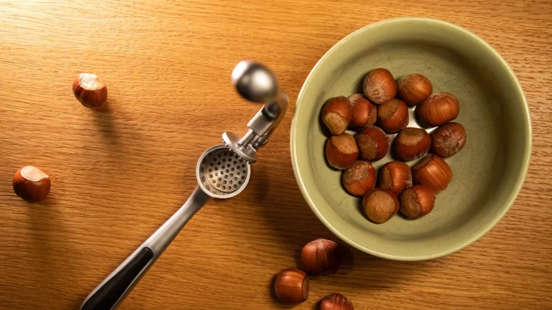 Lassen sich Haseln&uuml;sse auch mit einer Knoblauchpresse knacken? - &copy; Christin Klose/dpa-tmn