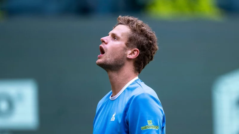 Novak Djokovic war f&uuml;r den deutschen Tennisprofi Yannick Hanfmann doch eine Nummer zu gro&szlig;. (Archivbild) - &copy; David Inderlied/dpa