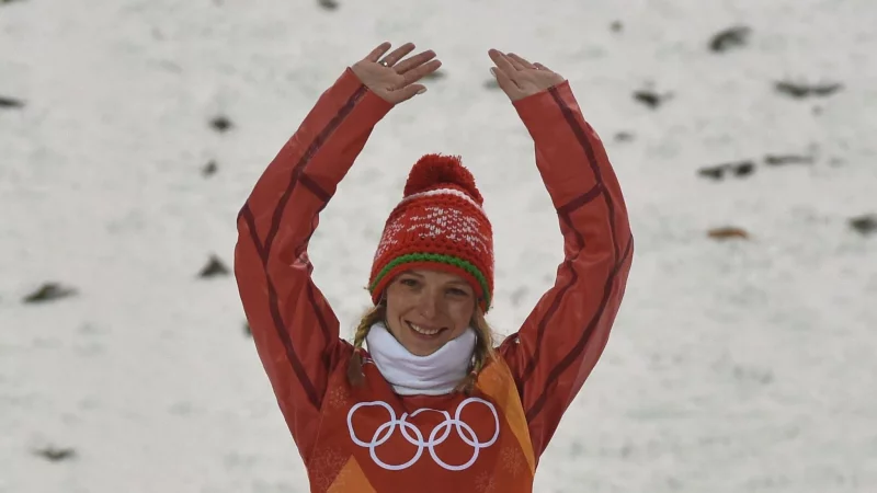 Die Berlarussin Hanna Huskowa wurde 2018 Olympiasiegerin in Pyeongchang. (Archivbild) - © Angelika Warmuth/dpa