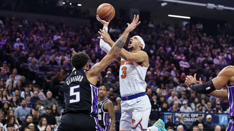 Die Sacramento Kings konnten die in dieser Saison so starken New York Knicks um Josh Hart (r) stoppen. - &copy; Sara Nevis/AP/dpa