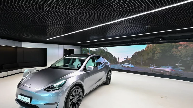 &Auml;u&szlig;erlich wie geleckt: Das Model Y von Tesla zeigt als Gebrauchtwagen auch d&uuml;stere Seiten. - &copy; Patrick Pleul/dpa/dpa-tmn