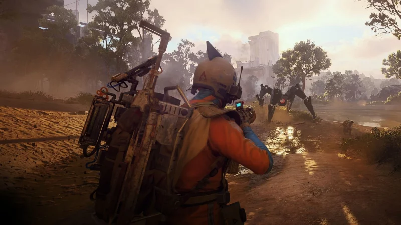 Spinnenartige Arcs, die vom Himmel regnen, sind die Hauptgegner im Spiel. - &copy; -/Embark Studios/dpa-tmn