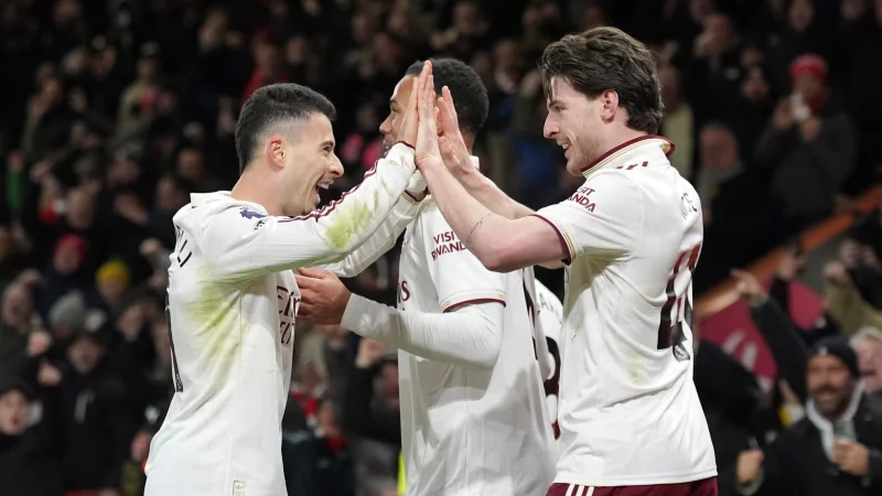 Jubel beim FC Arsenal: Der Tabellenf&uuml;hrer der Premier League siegt auch im neuen Jahr weiter. - &copy; Andrew Matthews/PA Wire/dpa