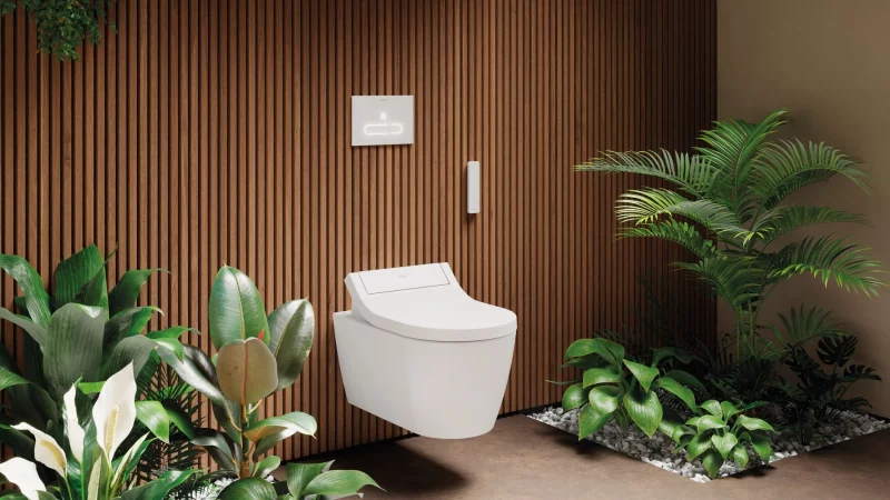 Haben ein klares Design: Moderne Toiletten wie das Sensowash WC von Duravit. - &copy; Duravit/dpa-tmn