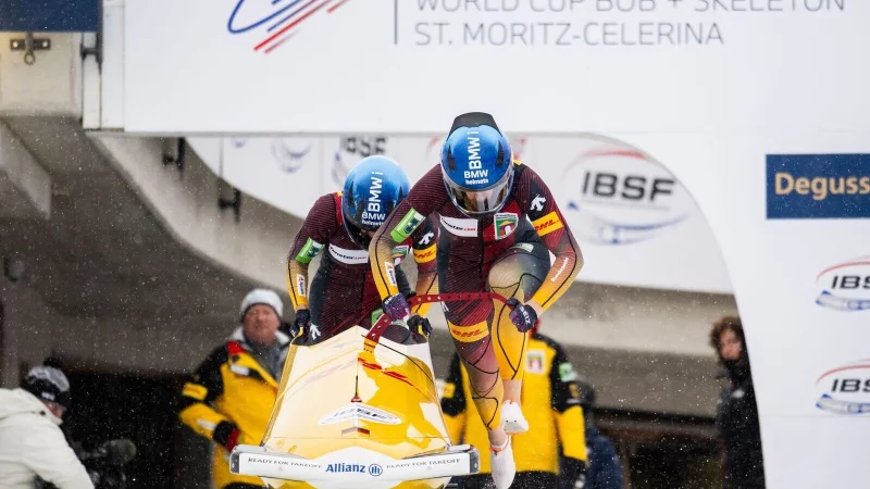 Laura Nolte (r) und Anschieberin Leonie Kluwig holen bei der Zweierbob-EM Silber. Im Weltcup reicht es f&uuml;r Platz drei. - &copy; Mayk Wendt/KEYSTONE/dpa
