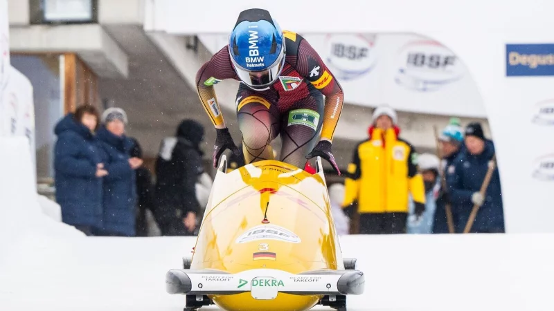 Laura Nolte verpasst beim Monobob-Weltcup in St. Moritz erstmals das Podium. Aber sie holt EM-Bronze. - &copy; Mayk Wendt/KEYSTONE/dpa