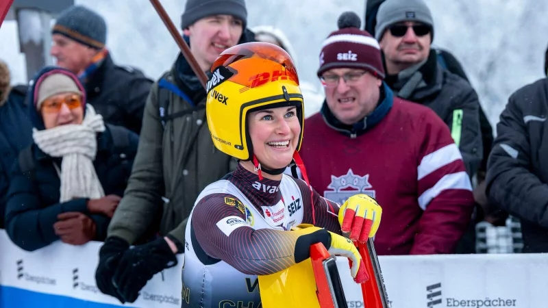 Winterberg-Podest f&uuml;r Julia Taubitz. - &copy; David Inderlied/dpa