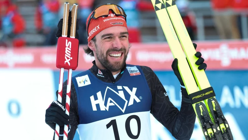 Johannes Rydzek hat in Otep&auml;&auml; Grund zur Freude. (Archivbild) - &copy; Geir Olsen/NTB/dpa