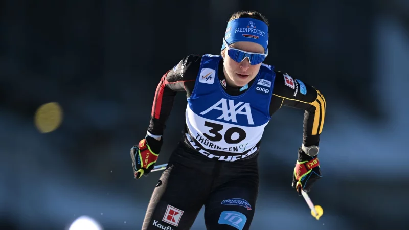 Katharina Hennig Dotzler belegte in Goms einen starken f&uuml;nften Platz &uuml;ber 20 Kilometer mit Massenstart. - &copy; Hendrik Schmidt/dpa