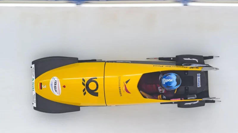 Laura Nolte (Deutschland) gewinnt das Weltcupfinale in Altenberg und holt sich erstmals den Gesamtweltcup im kleinen Schlitten. - &copy; Robert Michael/dpa