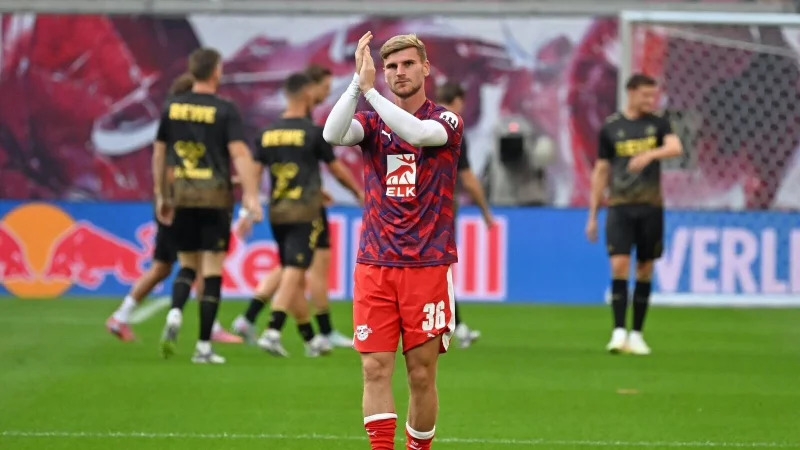 Timo Werner (RB Leipzig) stand erstmals wieder im RB-Kader und wurde von den Fans mit Sprechch&ouml;ren gefeiert. - &copy; Jennifer Br&uuml;ckner/dpa